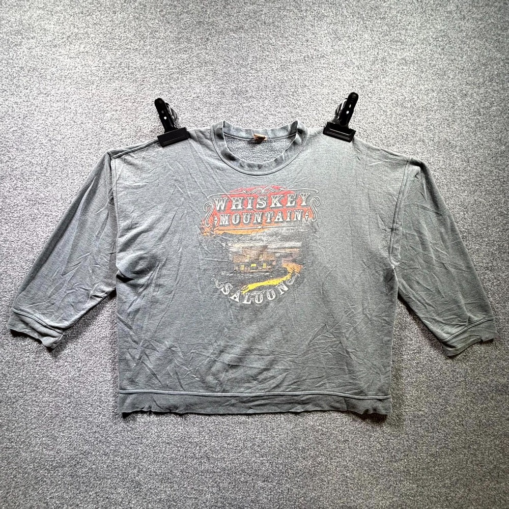George Sweatshirt Men's 2XL Gray Whiskey Mountain Saloon Graphic Cotton Pullover